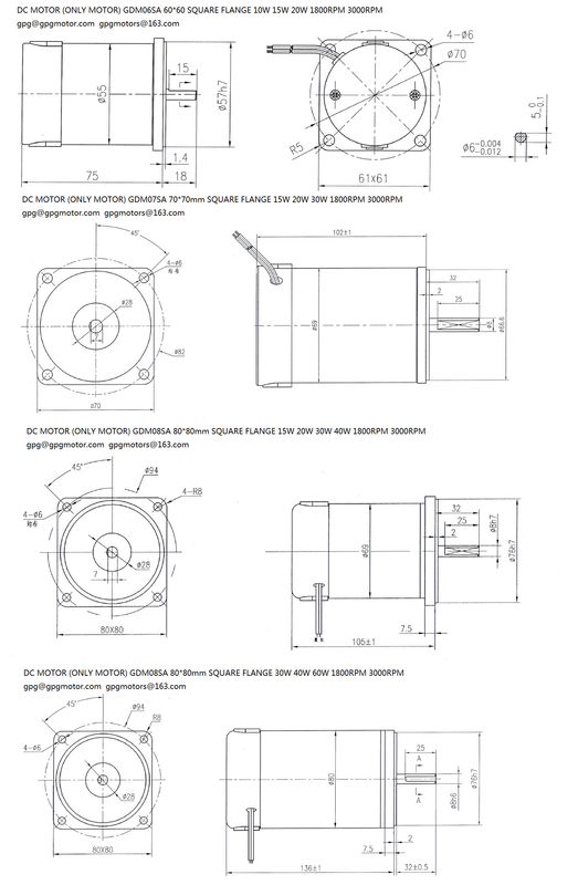 자동 탄 화물을 위한 60W 12v 브러시 직류 전동기 1000~5000rpm